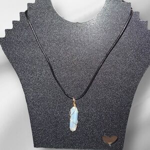 🎉 4 for $30 🎉 NEW Black Cord Necklace with Translucent White Stone Pendant